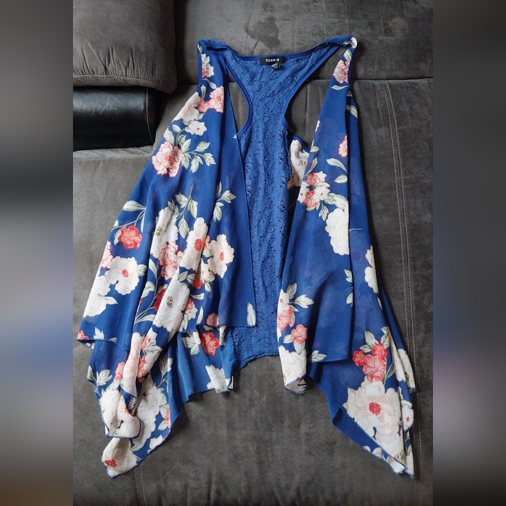 TORRID Floral and Lace Racerback Vest